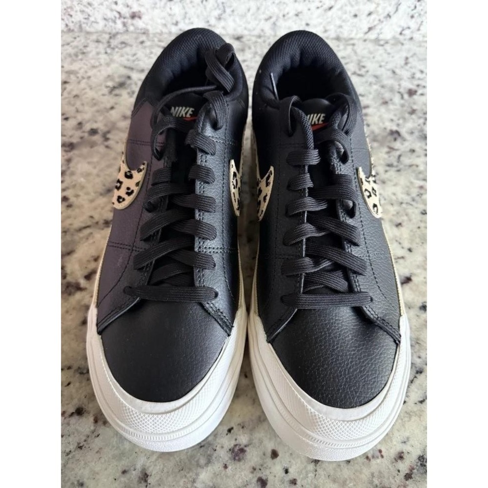 Nike Court Legacy Lift Sneakers Black Khaki Sail HF9548-001 Women's 11 Cheetah - Picture 3 of 7